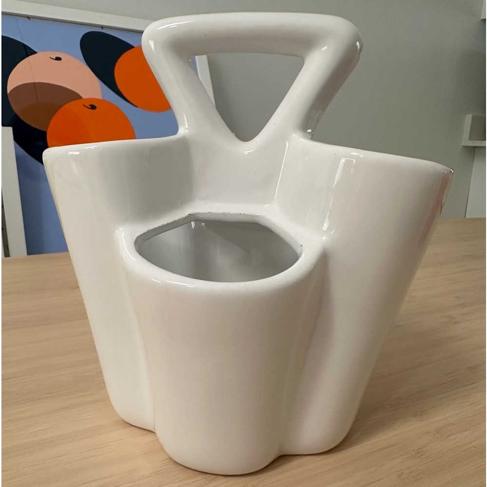 Retro Caddy for Utensils / Flatware White Ceramic